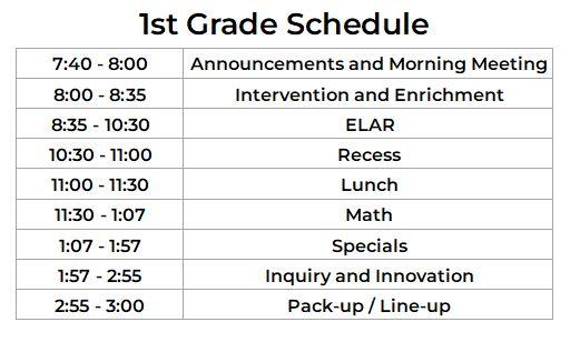 first grade schedule